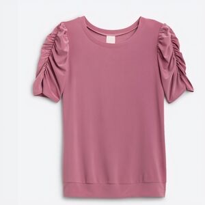 NWT Kaileigh Pink Ruched Short Sleeve Blouse